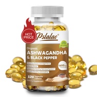 Organic Ashwagandha 1600mg with Black Pepper Supplement - Stress, Mood, Energy & Thyroid Support Sup