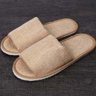 DDS - 【兩對-卡其】一次性亞麻室內便攜拖鞋 純色拖鞋 28.5CM #DDS