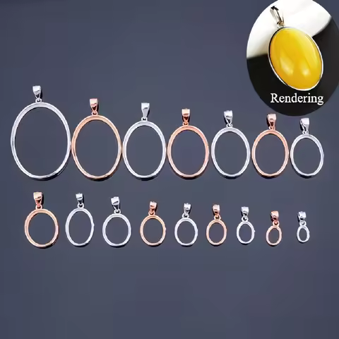 925 Sterling Silver Oval Shape Bezel Pendant Blank Bezel Setting, Blank Pendant Base, Gemstone Pave 
