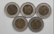 5個香港Ten dollars coins/拾圓硬幣/Lot 3/流通品相