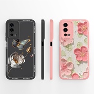 For Oppo A55 A55S A53S A56 4G 5G Beautiful Flower Pattern Phone Case Soft Liquid Silicone Full Prote