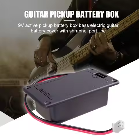 9V Guitar Pickup Battery Box with Cable Contacts Parts Battery Holder Case Cover Lightweight Portabl
