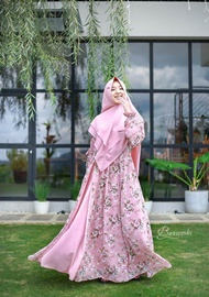 Gamis set syari Bermerks/Gamis ceruty set Syari Ori Bermerk