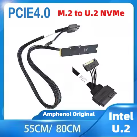Original Amphenol M.2 To U.2 NVME SSD Adapter Cable U.2 To 8639 Intel U2 P5800X for PCI-E 4.0 Solid-