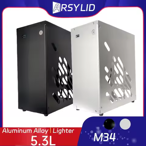 M34 All Aluminum 5.3L HTPC ITX Small Chassis Game Computer Case Support 205mm Graphics Card RTX4090 