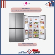 LG GS-B6472PZ 647L side-by-side-fridge with Linear Compressor in Platinum Silver