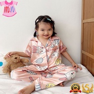 Silk Terno Pajama Long Pants Silk Sleepwear Set For Kids Girl(1Set)