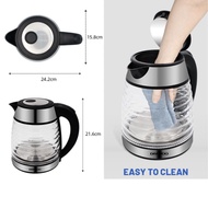 Ấm siêu tốc thủy tinh cao cấp 2.0L Daewoo DWK-GL1803 thiết kế vỏ sò đèn LED độc đáo  - Hàng chính hã