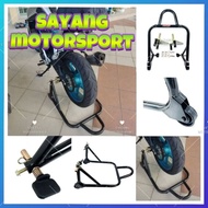 MOTORCYCLE UNIVERSAL PADDOCK STAND FRONT WHEEL CHOCK PADDOCK STAND WITH FRONT FORK + SWING ARM 2 IN 