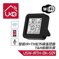 智能WiFi IR+TH紅外溫濕遙控器，智能萬能遙控器控制器遠程電視冷氣空調多媒體播放器投影機DVD機藍光機風扇紅外線控制器手機平板APP聲控語音控制紅外線遙控(USW-IRTH-BK-S09)