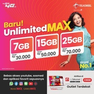 Populer (COD)KARTU UNLIMITED MAX TELKOMSEL 25GB TANPA FUP