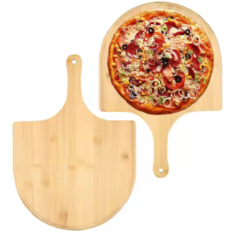 2/1Pc Pizza Peel Bamboo Pizza Spatula with Handle Cutting Board Pizza Tray Shovel for Baking Bread C