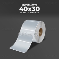 Silver Matte Sticker Label 40x30mm 40x30 Barcode Sticker 40 x 30 mm contents 1000 Pcs