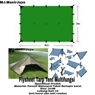 Tarp Tent Flysheet 19 Loop 3x4M Waterproff Berlapis Karet Tenda Camping Anti Bocor