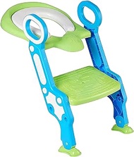 Potty Training Toilet Seat with Step Stool Ladder, Tawcal Upgrade Soft Cushion Anti-Slip Foldable Potty Chair with Protect Handle for Boys Girls Child Toddler Toilet Seat