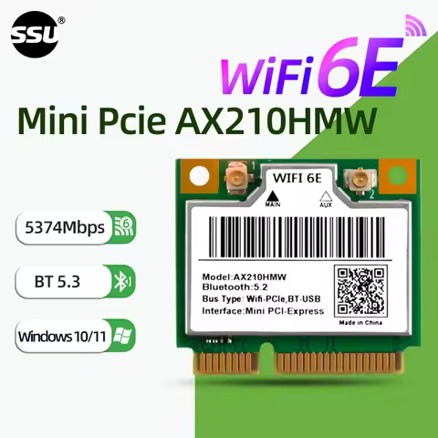 SSU WiFi 6E Mini PCI-E AX210HMW Wireless Network Card Bluetooth 5.3 Suitable for Desktop Laptop Wire