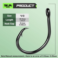 9KM 4X Strong Fishing Hooks Circle Hook High Carbon Steel Non-Offset Closed Eye Wide Gap for Catfish