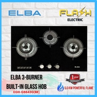 ELBA 3-Burner Built-In Glass Hob/ Gas Stove/ Dapur Gas, EGH-K8843G(BK)