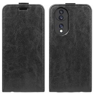 全城熱賣 - 適用於榮耀Honor 70 R64紋單折邊上下開翻蓋手機皮套（黑色）