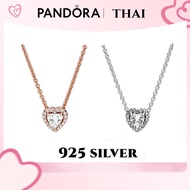 b38 [ส่งจากกรุงเทพ]Pandora สร้อยคอ เงิน925 สร้อยคอพร้อมจี้ สร้อยคอจี้หัวใจ Heart Necklace ของขวัญสำหรับคนพิเศ af3 เงิน One