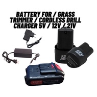 Battery for / Grass Trimmer / Cordless Drill / Charger 5v / 12v / 21v