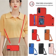 Lanyard Casing Huawei P40 P30 Pro Lite Nova 6 SE 7i 4E P Smart Z Y9 Prime 2019 Honor 9X Pro Soft Pho