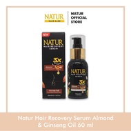 Natur Hair Recovery Serum Almond & Ginseng Oil 60 ml - Paket Menguatkan Akar Rambut Rontok / Anti Ha