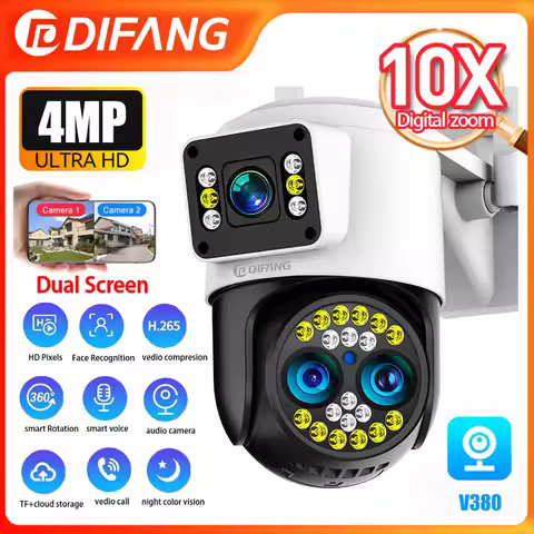 Yoosee 10X Digital Zoom WIFI Security Camera 4MP Outdoor PTZ AI Auto Tracking IP Cam Alarm 7/24H Rec
