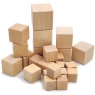 Combo of 20 3cm wooden cube blocks, stacking square blocks and DIY crafts, construction wooden toys,