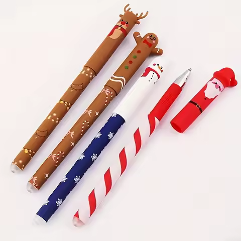 4 Christmas Erasable Pens / Fast-drying Erasable / Mistakes Can Be Erased /Smooth Writing / Suitable