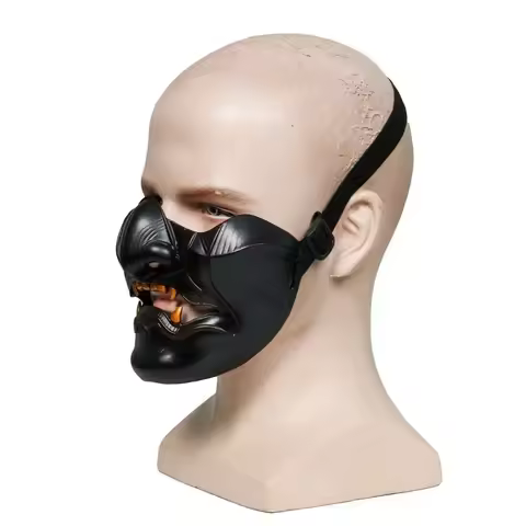 Plastic Game Ghost of Tsushima Mask with Elastic Band Durable Half Face Samurai Cosplay Mask Japanes