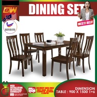 1 + 6 SOLID WOOD DINING SET / DINING TABLE / DINING CHAIRSSET MEJA KERUSI MAKAN / TEA DINING SET / D