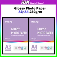 A3 A4 Glossy Photo Paper 230gsm 230g (20sheets) For Inkjet Printer Use