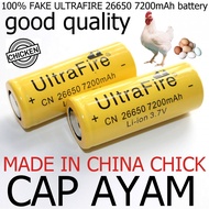 CAP ayam UltraFire 26650 7200mAh 3.7V Rechargeable High Drain Li-Ion lithium ion Battery flash light