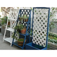 [in stock] Anticorrosive Wood Blue and White Grid with Pot Holder/Flower Stand/Partition/Pergola/Flo