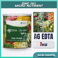Agrishop AG Tech 1kg Zinc (Zn) 14% Zink EDTA Micro Nutrients | Fertilizer Baja AB Sayur Daun Buah Fe