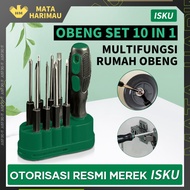 ISKU 10 In 1 Obeng Satu Set Komplit Serbaguna Murah Magnet /obeng Kembang 1 Set Lengkap +-/obeng Hp 