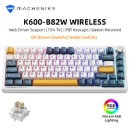 Machenike K600 B82W คีย์บอร์ดกลไก 75% 82 ปุ่ม RGB โหมดสามแบบ มีสาย บลูทูธ 2.4G คีย์บอร์ดไร้สาย โครงส