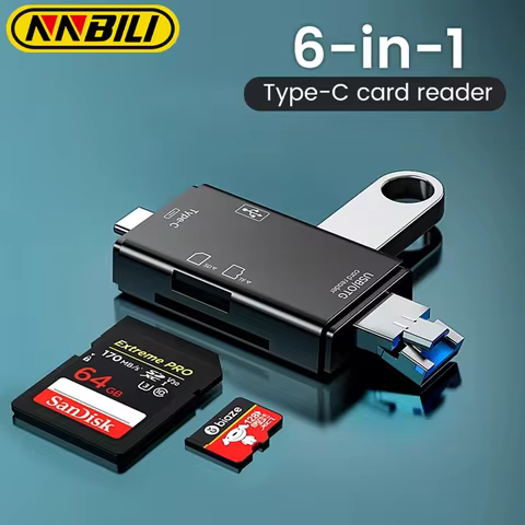 OTG Type C SD TF Card Reader 6 in 1 USB 3.0 Micro USB Flash Drive Adapter 5Gbps High Speed Transfer 
