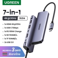 UGREEN USB C Hub 7 in 1 Thunderbolt 3 Type C to HDMI 4K30Hz for MacBook Pro 2021 MacBook Air 2020 iPad Pro 2021/2020 SAMSUNG S22+ Model:15214