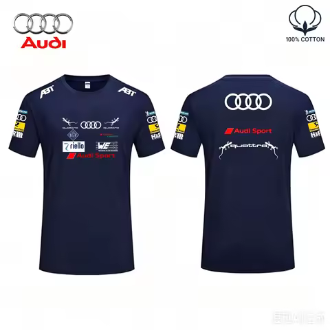Audi Sport Racing Team T-shirt, Racing Driver Printed T-shirt, Racing Team Short-sleeved Fan Loose a