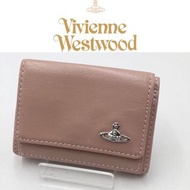 英國【Vivienne Westwood】粉色真皮短夾