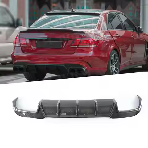 Carbon Fiber Rear Diffuser + Exhaust tips For Benz C Class W212 E63 AMG 2014 -2016 Rear Bumper Lip D