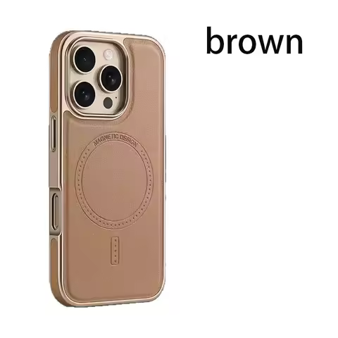 Electroplated leather magnetic phone case for Apple 15 16 17 pro max with leather-covered frame and