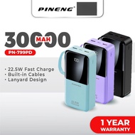 [NEW] Pineng PN-799PD 22.5W Fast Charge Powerbank Built-in Cables (30000mAh) PN799 Pineng Powerbank