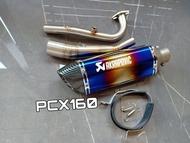 ชุดท่อPCX160 ท่อแต่ง ท่อมอเตอร์ไซค์ PCX(ฮอนด้า พีซีเอ็กซ์160) ปี 2021-2022+ปลายท่อ AK14 นิ้วรุ้งปากเคฟล่า