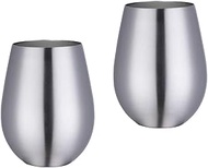 DOCBLACK 17 oz Stemless Wine Glasses, Premium 18/8 Stainless Steel Unbreakable Wine Tumbler Set of 2