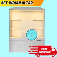 EHuaz 5ft Indian Altar Prayer Cabinet | Full Plywood Pooja Mandir | Hindu Prayer Wardrobe