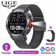 Hot LIGE Smart Watch Men Bluetooth Call 100 Outdoor Sports Flashlight Men Watches Monitor Men Smart