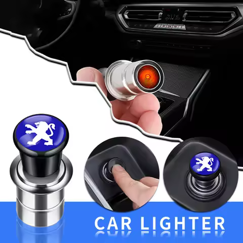 1Pcs Auto Interior Cigarette Lighter Power Plug Emblem For Peugeot 308 206 207 407 607 108 208 301 3